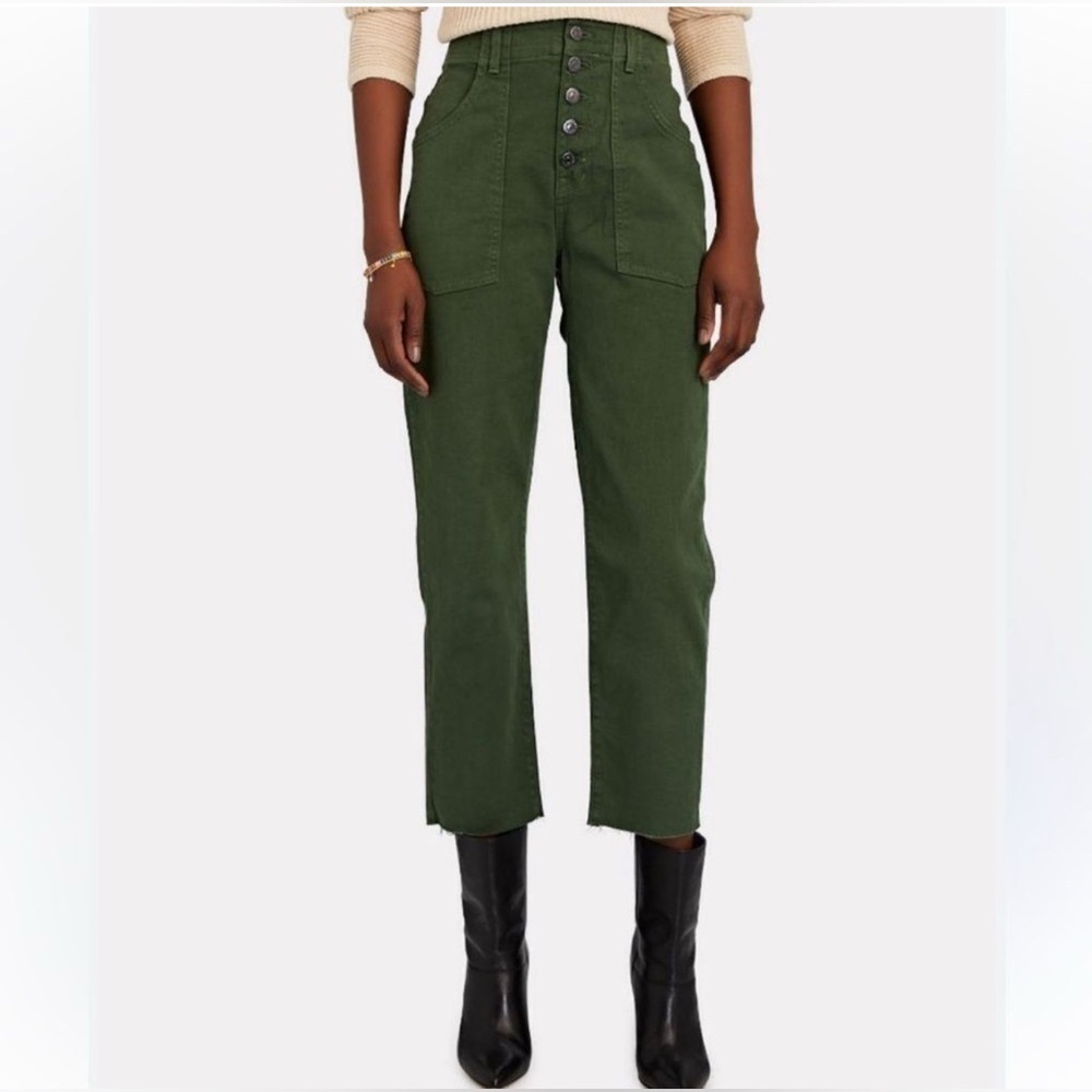 Veronica Beard Jeans Arya‎ Straight High Rise Green